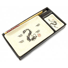 Сервіз для суші "Дракони на білому тлі" (28х14 см)