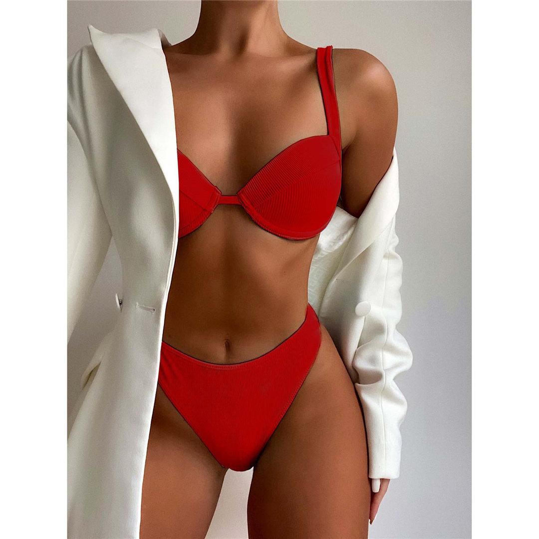 Жіночий роздільний купальник з завищеною талією 👙