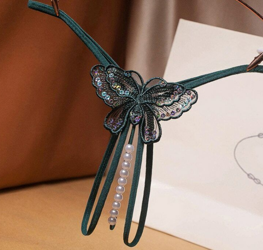 Сексуальна спідня білизна з паєтками, сексуальні стринги з відкритою попкою з метеликом