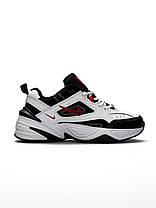 Чоловічі кросівки Nike M2K Tekno White Black Red Кеди Найк М2К Текно демісезон Унісекс кеди шкіра хіт сезону, фото 6