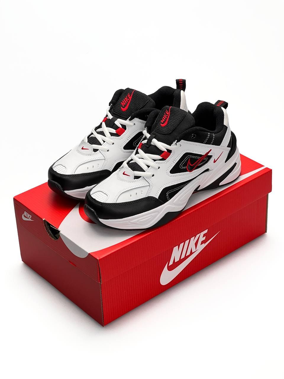 Чоловічі кросівки Nike M2K Tekno White Black Red Кеди Найк М2К Текно демісезон Унісекс кеди шкіра хіт сезону