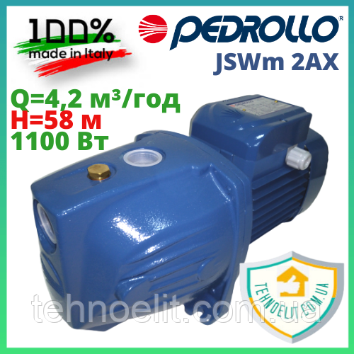Итальянский бытовой поверхностный напорный водяной насос для дома для подачи воды в дом Pedrollo JSWm 2AX - фото 1 - id-p657159546