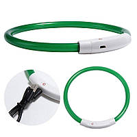 Нашийник для собак з Led-підсвіткою водостійкий з Usb зарядкою Зелений 50 см
