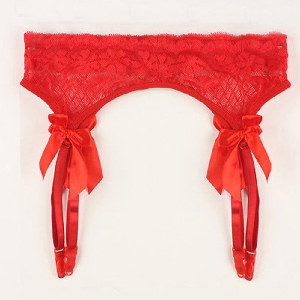 Прозорий пояс для панчіх із підв'язками червоного кольору