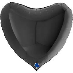 Фольговане серце чорне 90 см (з гелієм)