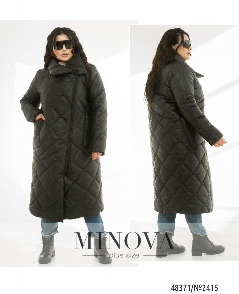Стильне жіноче стьобане пальто №2415-чорний