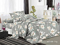 Двуспальная постельное белье Цветы на сером