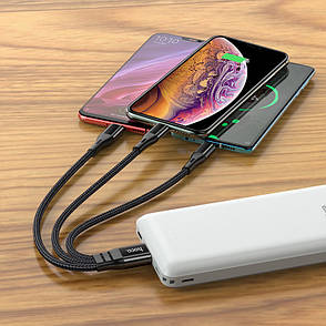 Кабель для зарядки телефона/ смартфона 3в1 Hoco X47 USB-Micro+Lightning+Type-C 0.25 м Чорний (X47B), фото 4