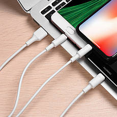 Кабель для зарядки телефона/ смартфона Hoco X25 USB-Micro+Lightning+Type-C 2 A 1 м Білий (X25W), фото 4