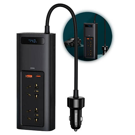 Інвертор (перетворювач напруги) автомобільний Baseus 150 Вт In-car Inverter Чорний (CRNBQ-A01), фото 1