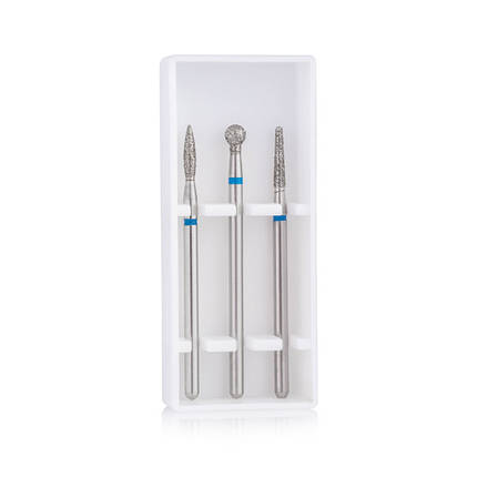 Стартовий набір фрез Nail Drill Set-1 Blue для щільної кутикули (3 фрези, середня абразивність), фото 3