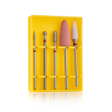 Стартовий набір фрез Nail Drill для тонкої кутикули SET-5R RED (5 фрези, м'яка абразивність), фото 3