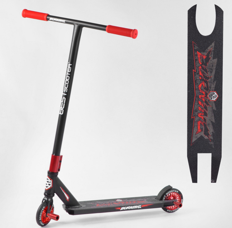 Труковий самокат Best Scooter Burning червоний HIC-система ПЕГІ колеса PU 110мм ширина керма 53 см висота керма
