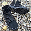 Демісезонні осінні кросівки жіночі кеди на флісі чорні, фото 3