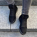 Демісезонні осінні кросівки жіночі кеди на флісі чорні, фото 4