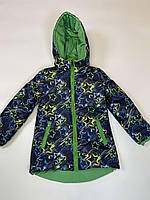 Двухстороння весняна курточка для дівчинки 122-140 жовта/зелена