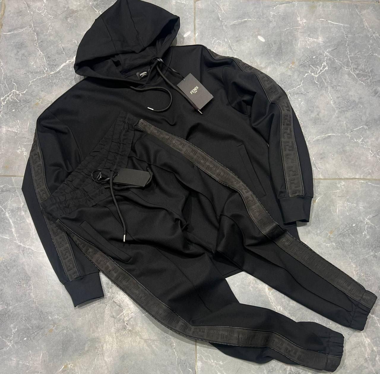 Чоловічий спортивний костюм Fendi CK5267 чорний 3XL, фото 1