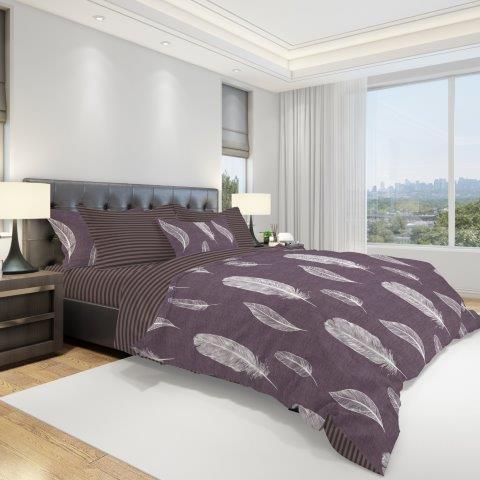Комплект постільної білизни фіолетове перо полуторка