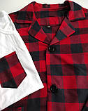 Піжама жіноча 3 в 1 байкова тепла зимова трійка фланелева картата червона футболка сорочка штани, фото 7