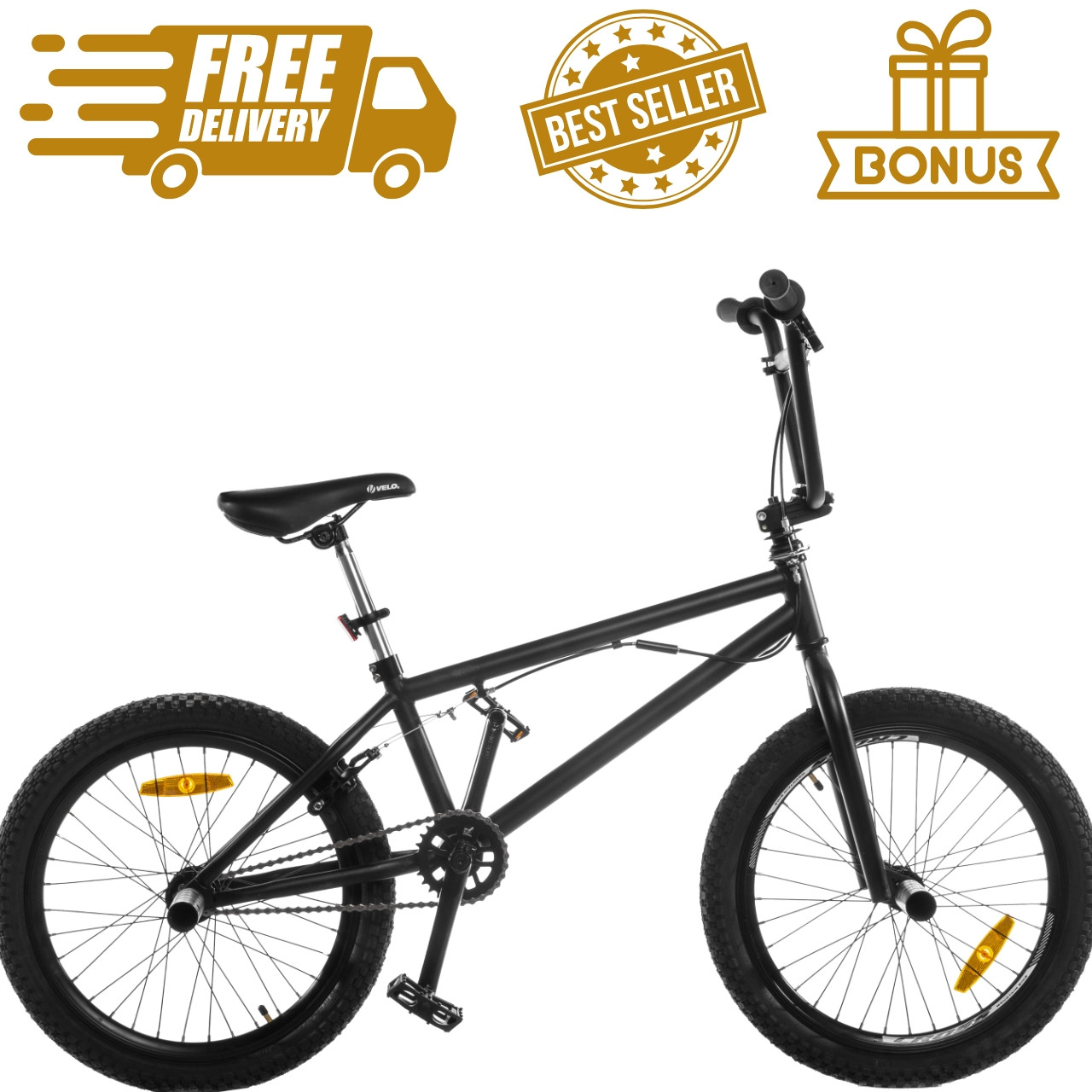 Велосипед Titan 20" BMX Flatland PRO LIGHT Рама-10" Чорний + Шолом-Каска, задня мегалка