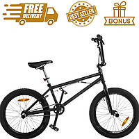 Велосипед Titan 20" BMX Flatland PRO LIGHT Рама-10" Черный + Шлем-Каска, задняя мегалка