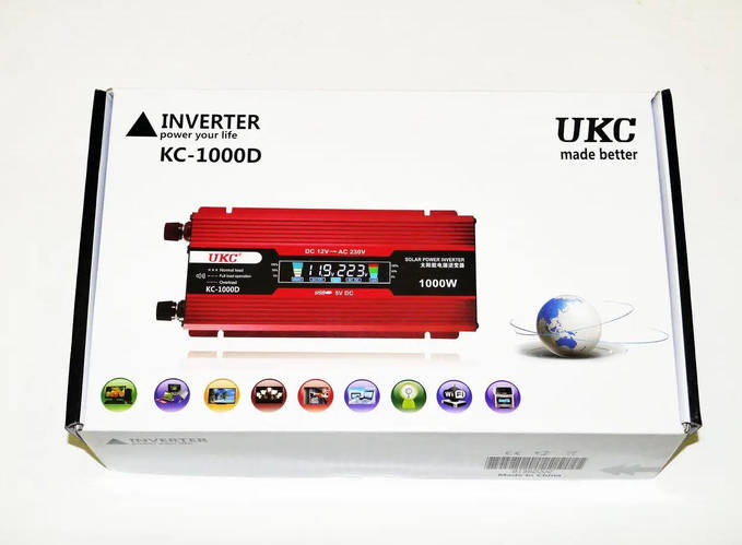 Инвертор UKC 1000W KC-1000D Преобразователь тока 12-220 V AC/DC с ...