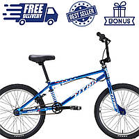 Велосипед Titan 20" BMX Flatland PRO LIGHT Рама-10" Синий + Шлем-Каска, задняя мегалка