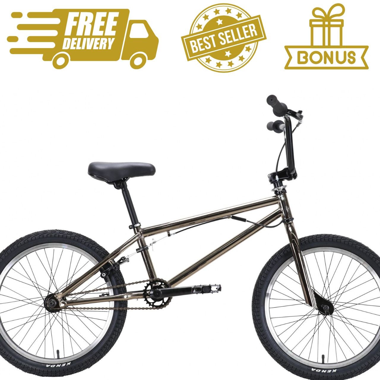 Велосипед Titan 20" BMX Flatland LIGHT Рама-10" Металік-Чорний + Шолом-Каска, задня мегалка