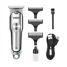 Бездротова машинка для стриження волосся VGR V-071 акумуляторна зі змінними насадками Сіра, фото 2