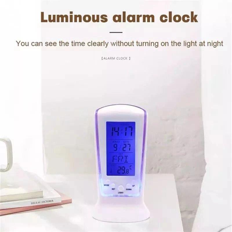 Часы будильник Square clock 510 с термометром и Led подсветкой - фото 4 - id-p1754864514