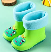 Детские резиновые сапоги, резиновые ботинки для мальчиков и девочек, цвет зелёный