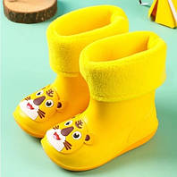 Детские резиновые сапоги, резиновые ботинки для мальчиков и девочек, цвет желтый