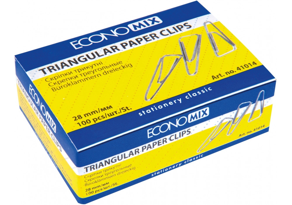 Скріпка 28мм трикутна 100шт Economix E41014