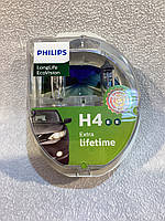 Лампа H4 PHILIPS LongLife EcoVision 2шт P43t Extra Life Time