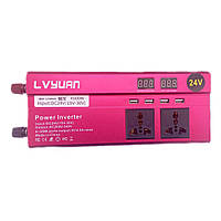 Інвертор Lvyuan Power 4000W 013 з 24 В на 220 В (3 розетки, 4 USB) Червоний | Перетворювач напруги