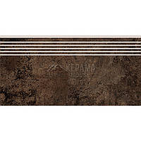 Керамогранитная плитка для ступенек под камень CERSANIT LUKAS BROWN STEPTREAD 298x598 (коричневый)