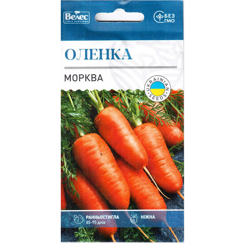 Насіння моркви середньостиглої, смачною "Оленка" (3 г) від ТМ "Велес"