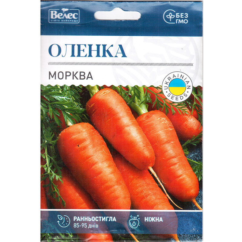 Насіння моркви середньостиглої, смачної "Оленка" (15 г) від ТМ "Велес"