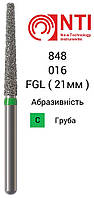 848L-016-FG NTI Бор Алмазный Длинный конус с плоским концом для турбины ( Зеленый ) 848L.314.016 C