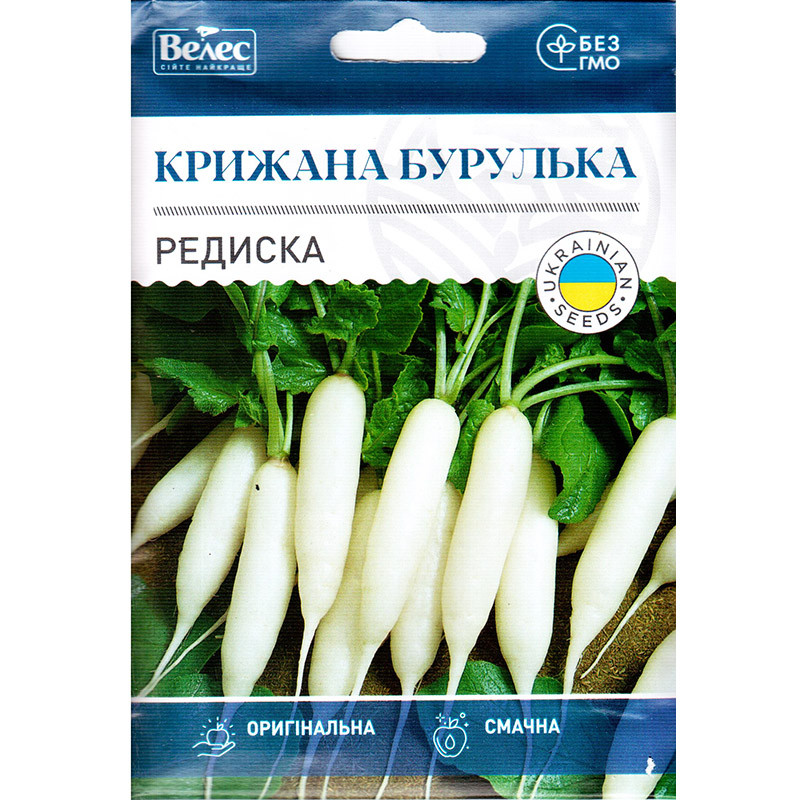 Насіння редиски середньостиглої, для відкритого грунту та теплиць «Крижана бурулька» (15 г) від ТМ «Велес»
