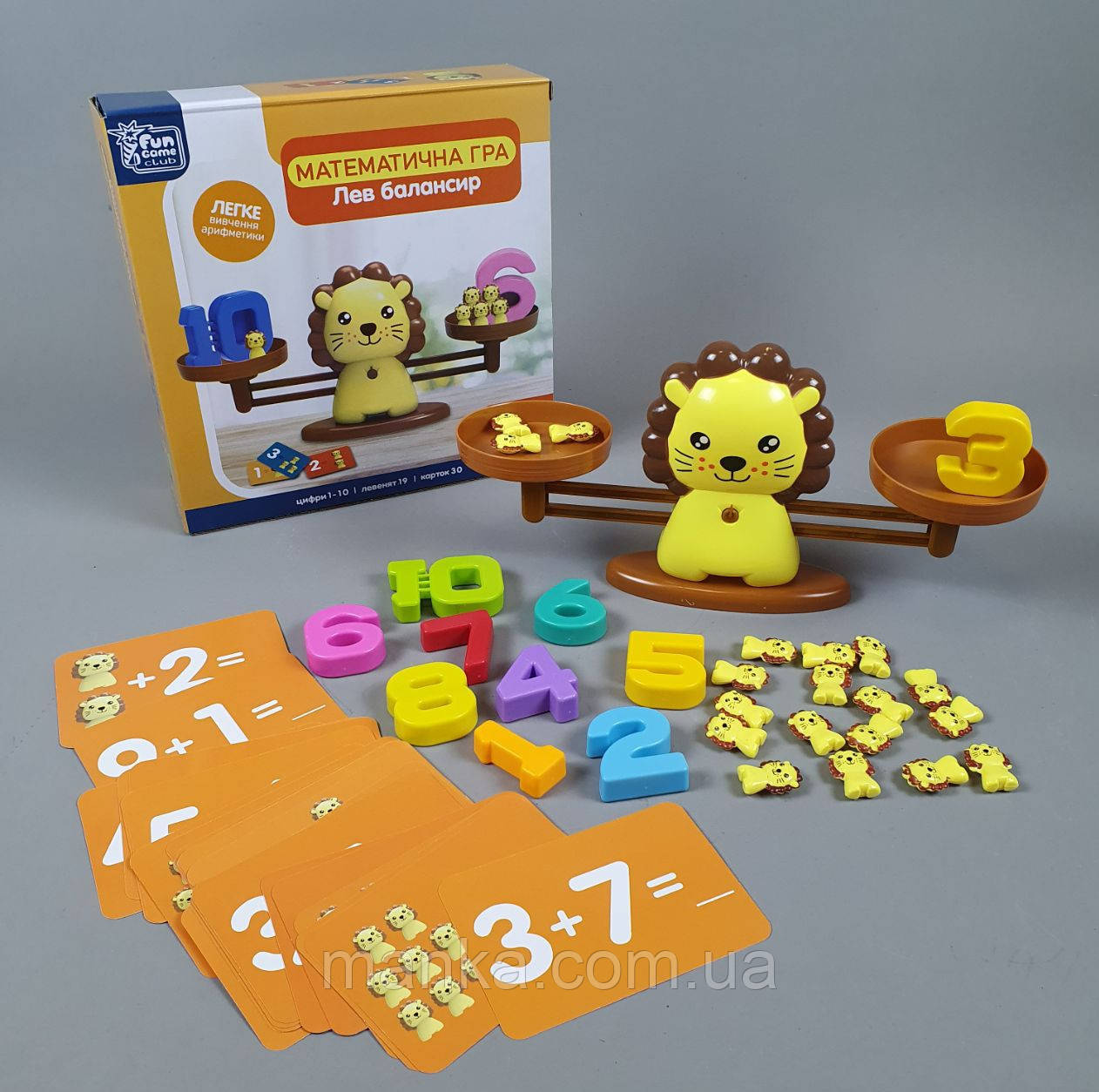 Гра "Лев балансир" 32846 (12/2) “4FUN Game Club”, 54 елементи, 3 рівні гри, 30 двосторонніх карток, цифри від
