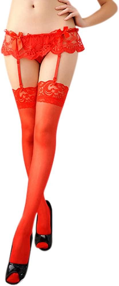 Жіночий мереживний пояс для панчох зі стрінгами в червоному кольорі.
