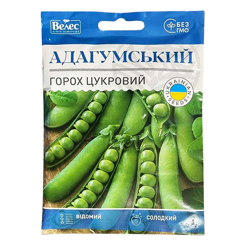 Насіння гороху середньостиглого, цукрового "Адагумський" (40 г) від ТМ "Велес"
