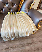 Натуральные волосы блонд ровный 40 см 50 грамм для наращивания