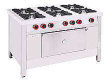 Професійна газова плита на 6 конфорок з жарочною шафою KIY-V ПГД-6-Б