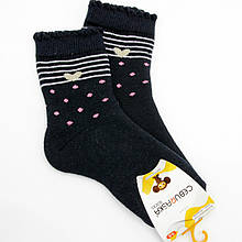 Теплі шкарпетки для дівчинки 5-6 років в горошок, Шкарпетки махрові турецькі, шкарпетки з серцем