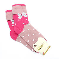 Теплі шкарпетки з бантиком для дітей 9-10 років у горошок, Шкарпетки махрові турецькі, шкарпетки для дівчинки