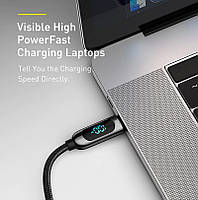 Кабель Baseus LED Display Fast Charging Type-C to Type-C 100W 100 cм (CATSK-B01) Black, фото 9