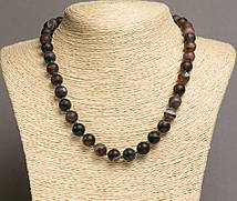 Намиста Агат коричнева гладка кулька матова d-10(+-)мм L46-48см+ купити біжутерію дешево оптом в інтернеті