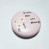 Дзеркало косметичне кишенькове кругле з ромашками, фото 2